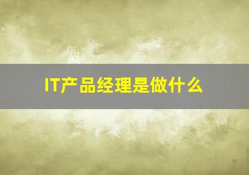 IT产品经理是做什么