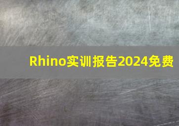 Rhino实训报告2024免费