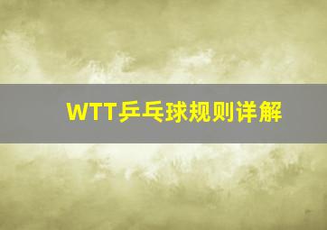 WTT乒乓球规则详解