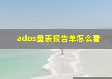 ados量表报告单怎么看