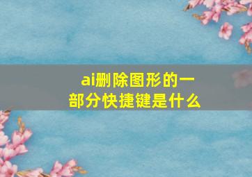 ai删除图形的一部分快捷键是什么