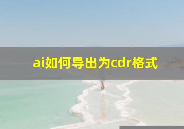 ai如何导出为cdr格式