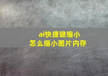 ai快捷键缩小怎么缩小图片内存