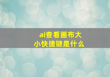 ai查看画布大小快捷键是什么