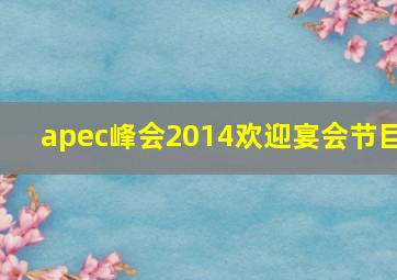 apec峰会2014欢迎宴会节目