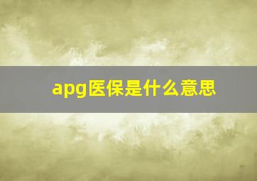 apg医保是什么意思