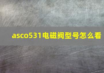 asco531电磁阀型号怎么看