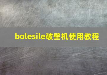 bolesile破壁机使用教程