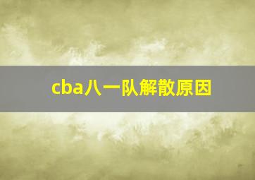 cba八一队解散原因