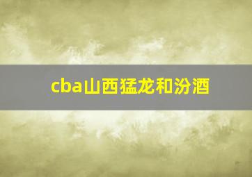 cba山西猛龙和汾酒