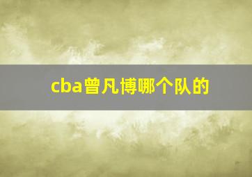 cba曾凡博哪个队的