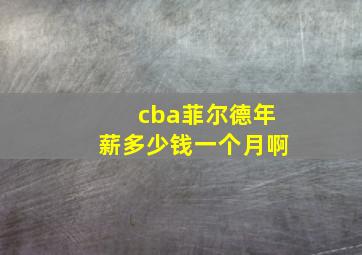 cba菲尔德年薪多少钱一个月啊