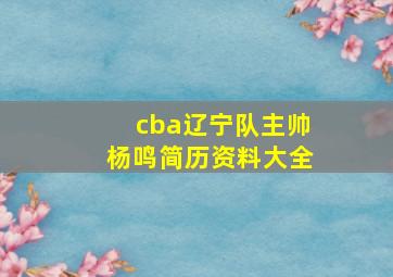 cba辽宁队主帅杨鸣简历资料大全