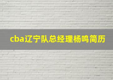 cba辽宁队总经理杨鸣简历