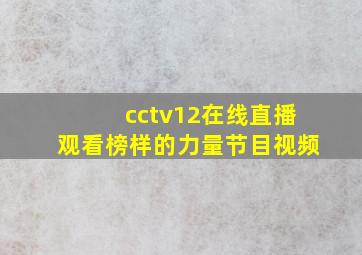 cctv12在线直播观看榜样的力量节目视频