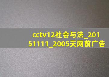 cctv12社会与法_20151111_2005天网前广告