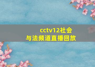 cctv12社会与法频道直播回放