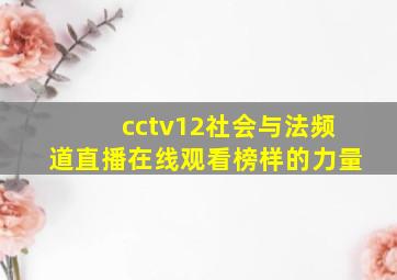 cctv12社会与法频道直播在线观看榜样的力量