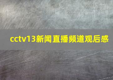 cctv13新闻直播频道观后感