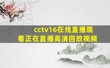 cctv16在线直播观看正在直播高清回放视频