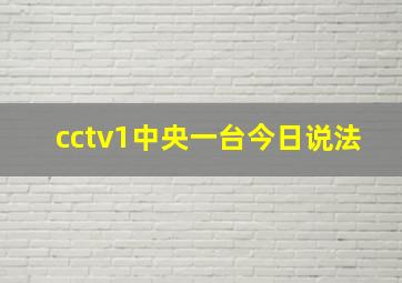 cctv1中央一台今日说法