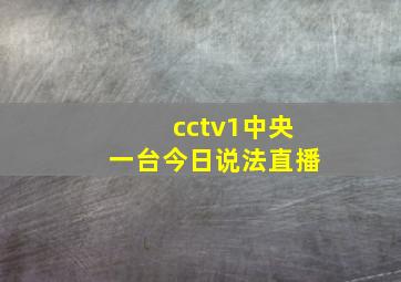 cctv1中央一台今日说法直播