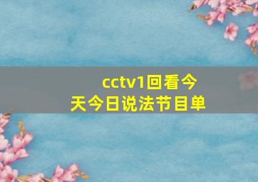 cctv1回看今天今日说法节目单