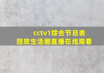 cctv1综合节目表回放生活圈直播在线观看