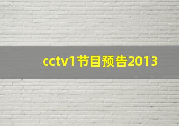 cctv1节目预告2013