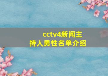 cctv4新闻主持人男性名单介绍