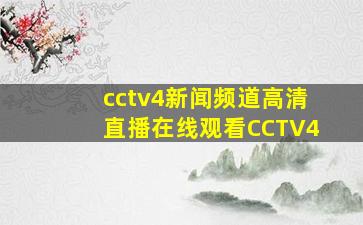 cctv4新闻频道高清直播在线观看CCTV4