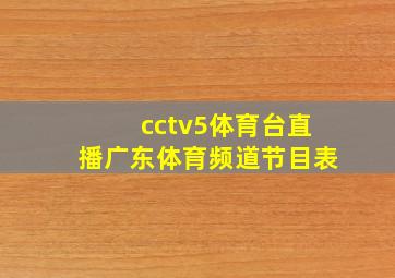 cctv5体育台直播广东体育频道节目表