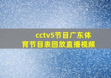 cctv5节目广东体育节目表回放直播视频