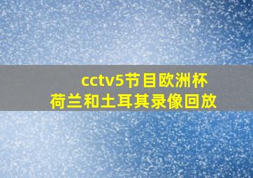 cctv5节目欧洲杯荷兰和土耳其录像回放