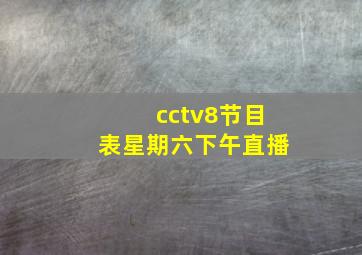 cctv8节目表星期六下午直播