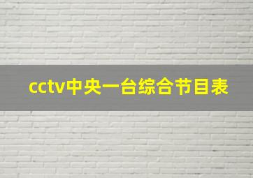 cctv中央一台综合节目表