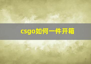 csgo如何一件开箱