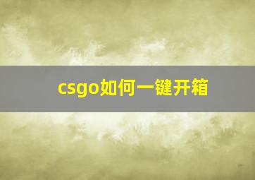 csgo如何一键开箱