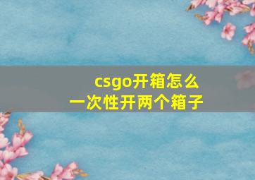 csgo开箱怎么一次性开两个箱子