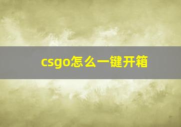 csgo怎么一键开箱