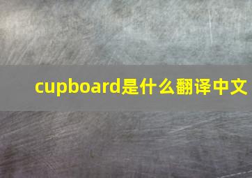 cupboard是什么翻译中文