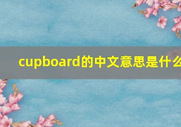 cupboard的中文意思是什么