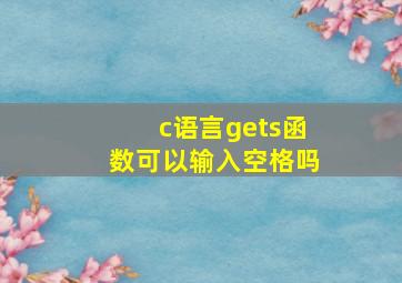 c语言gets函数可以输入空格吗