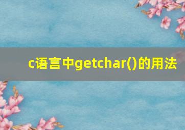 c语言中getchar()的用法