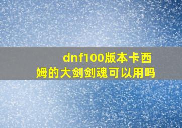 dnf100版本卡西姆的大剑剑魂可以用吗