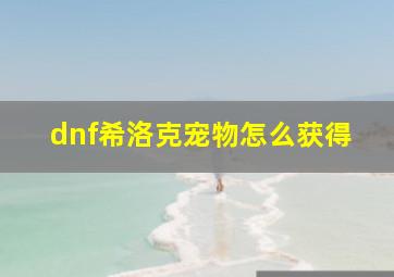 dnf希洛克宠物怎么获得