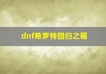 dnf希罗特回归之箱