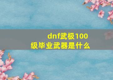 dnf武极100级毕业武器是什么