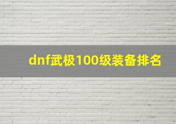 dnf武极100级装备排名