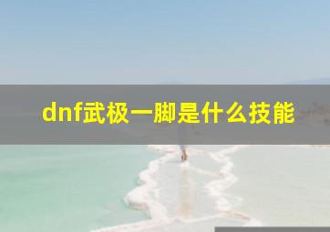 dnf武极一脚是什么技能